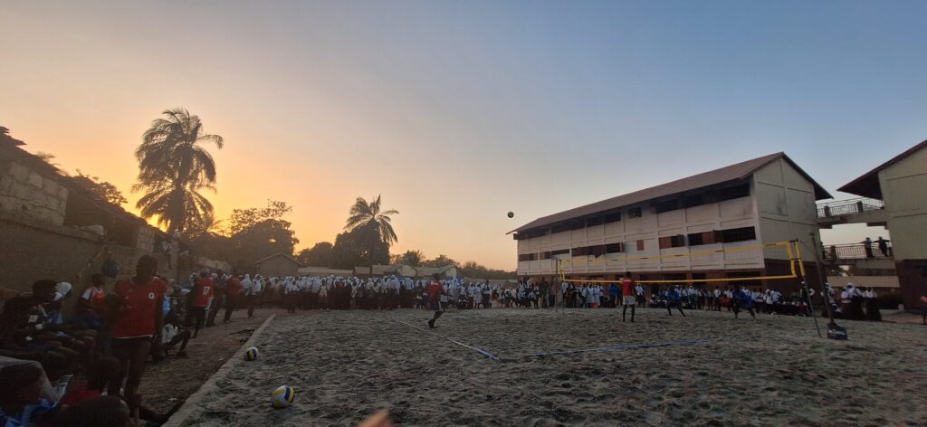 The beachvolleybal court at Jamisa School Brikama, The Gambia