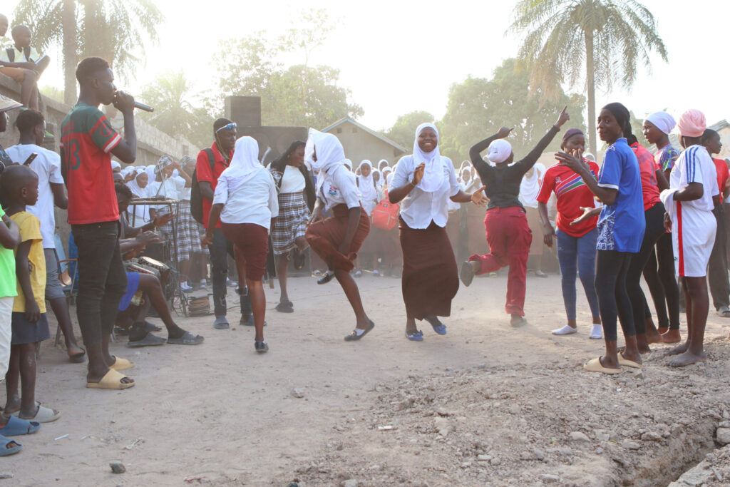 Children at The beachvolleybal court at Jamisa School Brikama, The Gambia